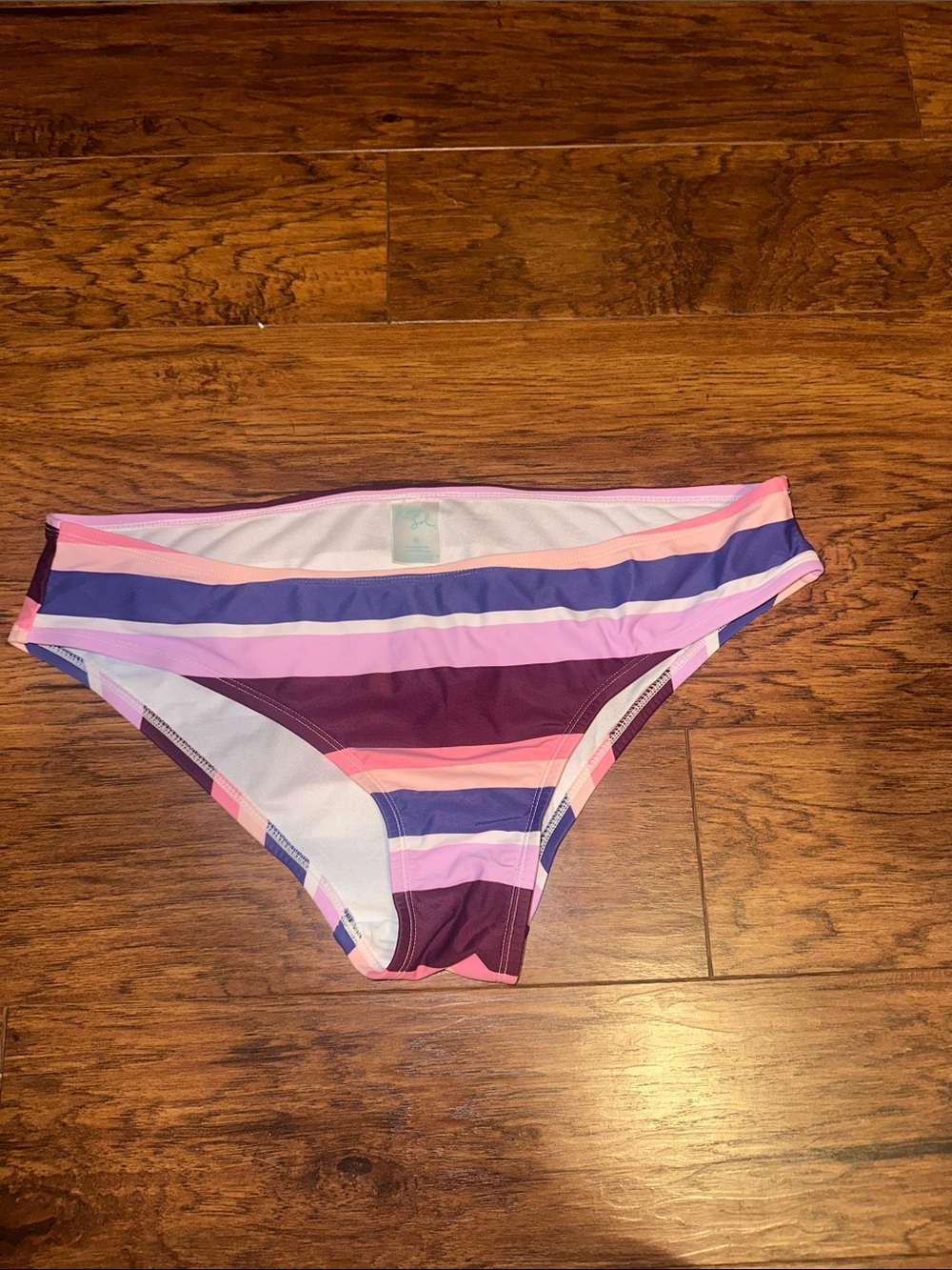 Kona Sol Striped Bikini Bottom in Purple, Pink, Navy